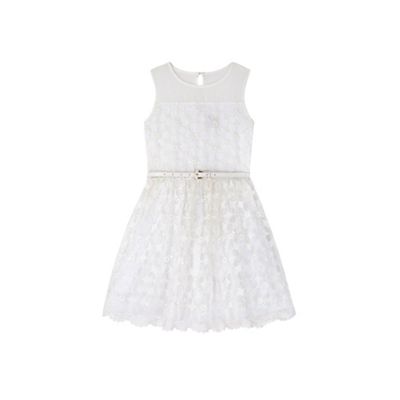 Yumi Girl White Embroidered Floral Prom Dress